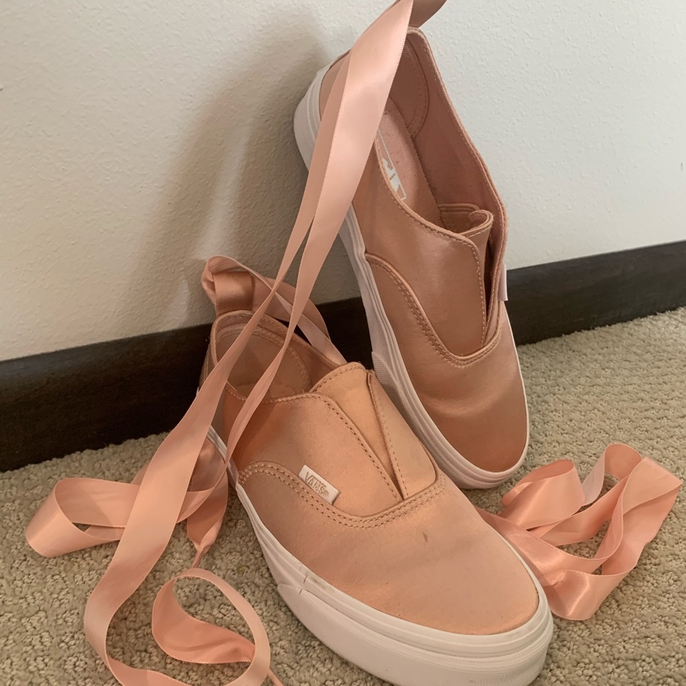 Pink Satin Ballerina Tie Up Vans